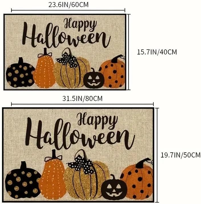 Halloween Pumpkin Floor Mat Washable Non-Slip Indoor Outdoor Entrance Doormat Home Decor Kitchen Bedroom Rugs