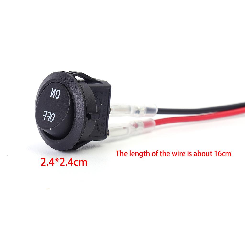 Motorcycle Boat Switch Cord 12V Round Rocker Switch ON/OFF SPST 2 Pin Toggle Switch with Wire for Car Boat Modified