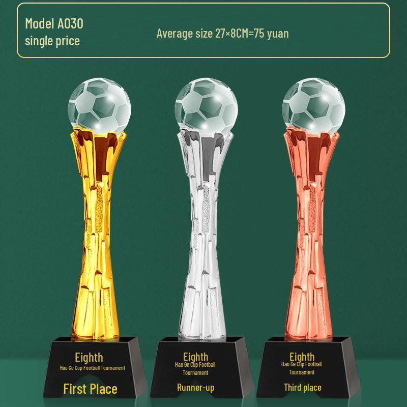 Custom Crystal Football Trophy - 2025 Golden Boot Top Scorer Award (Extra Large)