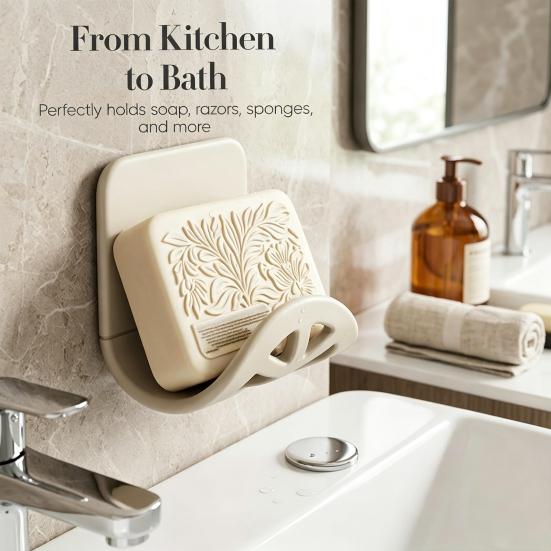 Dish Sponge Holder Self-adhesive Holder, Compact Flexible Drainage Rack, Rust-proof Rack for Sponges Aluminum Alloy And Silicone Organizer Bathroom