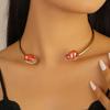 Elegantes geometrisches Wellen-Choker: Europäische & Amerikanische Halskette für Frauen