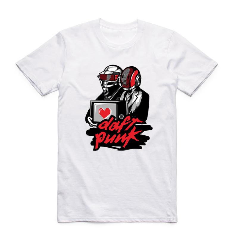 2019 Daft Punk Herren Damen T-Shirt Sommer Kurzarm Französische Musikband Punk T-Shirts Herren Lässig Streetwear Weiße Oberteile Tees