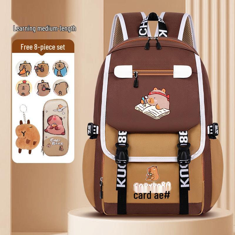 Ryggsäck med stor kapacitet och vattentät kapybara för barn - Lättviktig, ryggskyddande skolväska