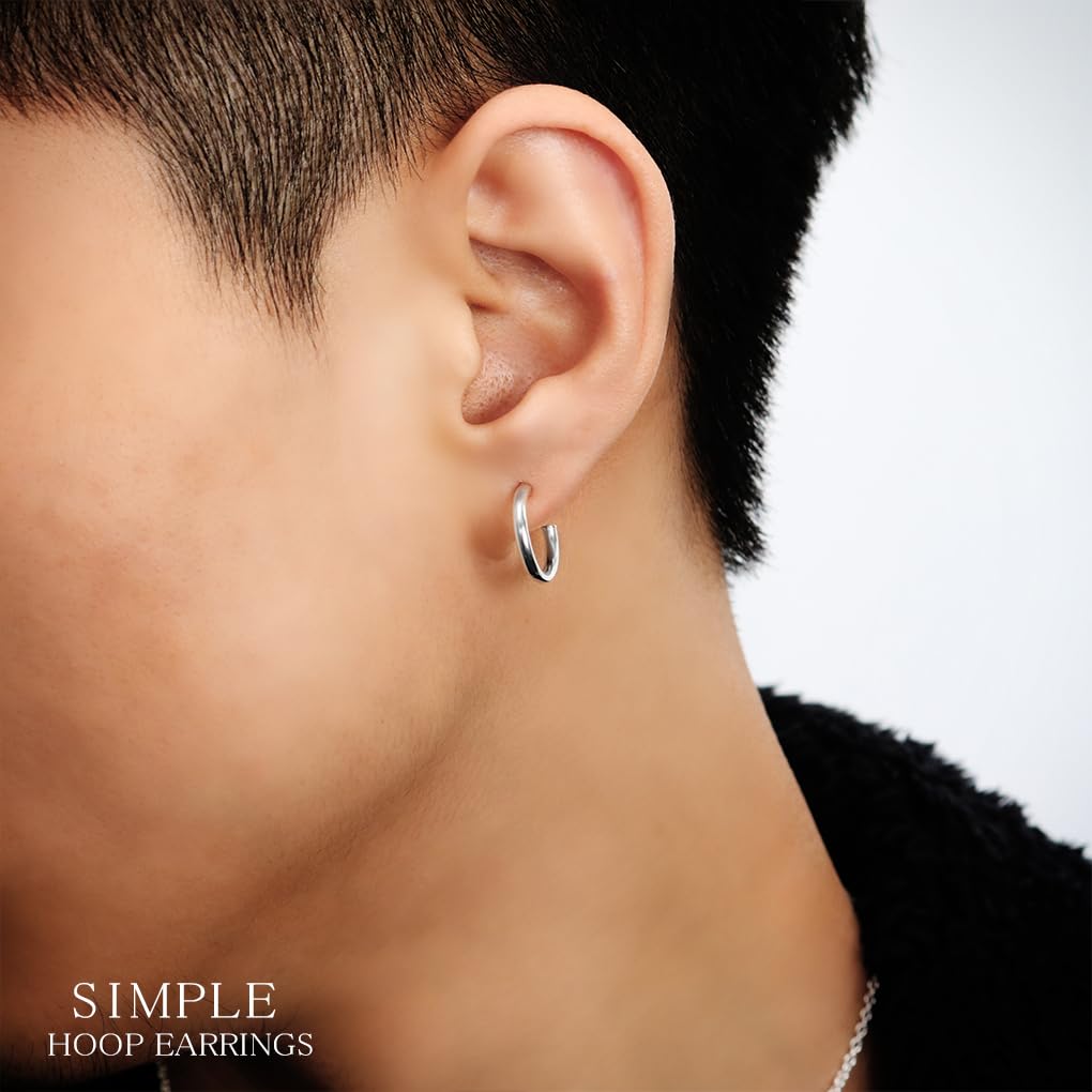 [Shinjuku Gin No Kura] Simple Half Hoop Sterling Silver 925 Earring, Single Ear, Basic Ring Earring, Round Top, Mirrored Finish