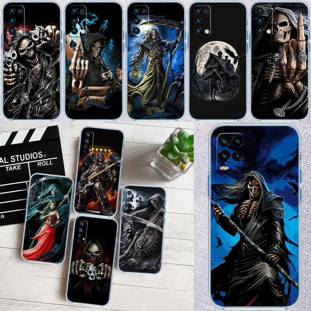 Grim Reaper Skull Transparent Phone Case for Samsung Galaxy A04 A04S A14 A23 A34 A54 M23 M33 M52 M53