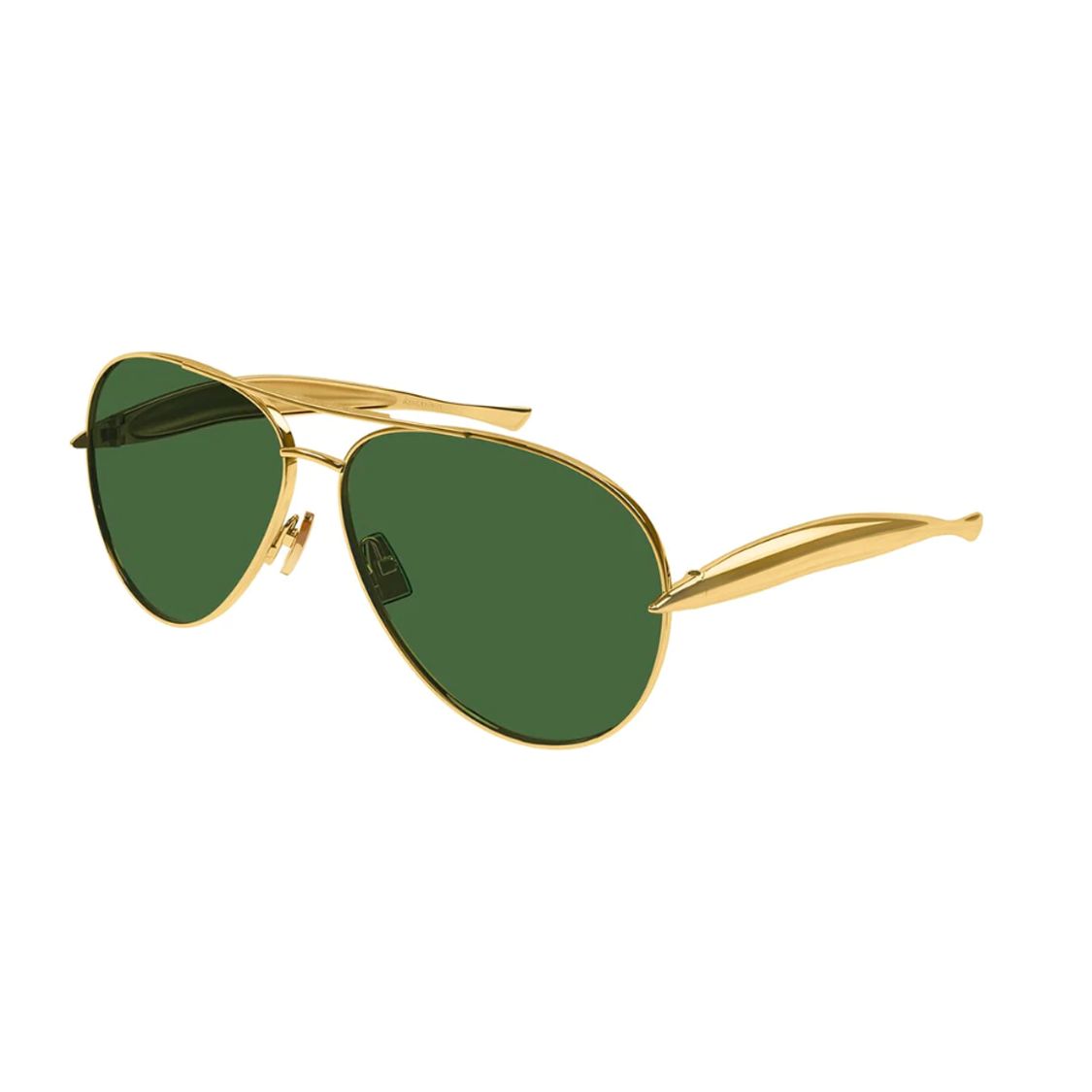 

Bottega Veneta Mirror Leg Logo Metal Pilot Sunglasses Unisex sunglasses Gold BV1305S001 64,Gold