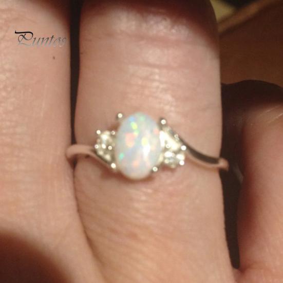 Fashion Exquisite Opal Alloy Charm Ring Women Bride Wedding Engagement Jewelry