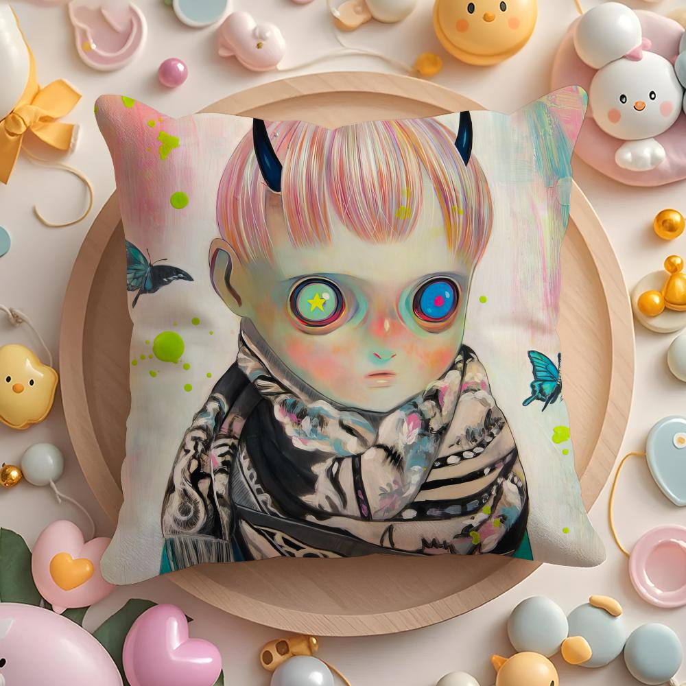 H-Hikari Shimoda IllustrationS Cushion Cover Home & Car Multi-Scene Pillow Cover - Reversible, Soft & Durable for Daily Use