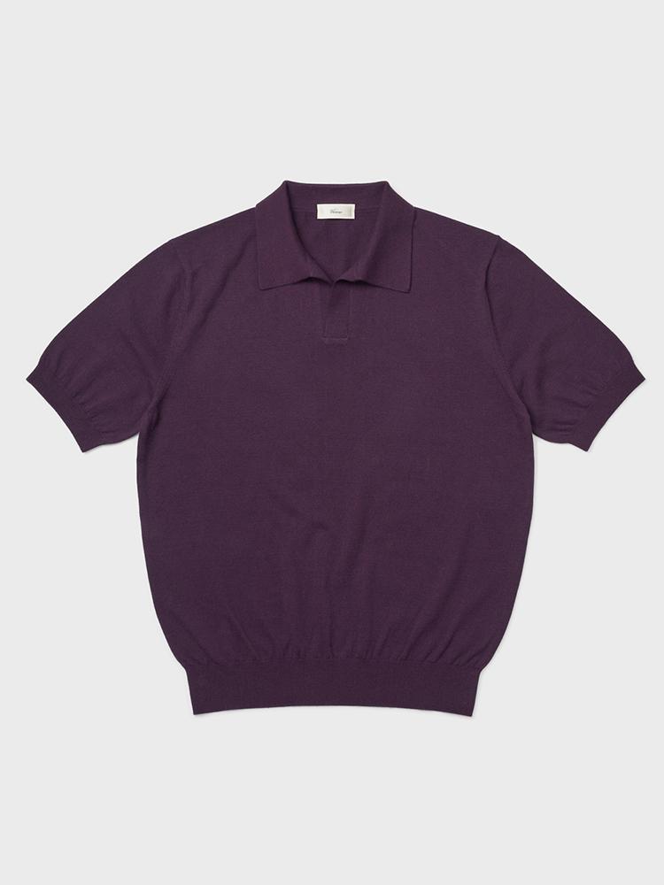 Berno 24Ss Essential Open Collar Knit Violet L