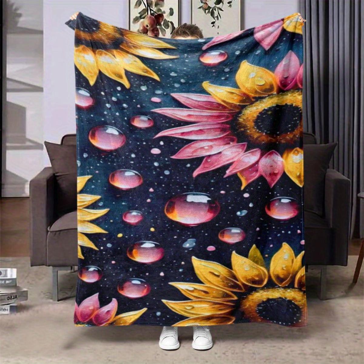 

Chrysanthemum pattern flannel blanket soft and warm suitable for sofas beds chairs camping and as a festival gift 75x100cm