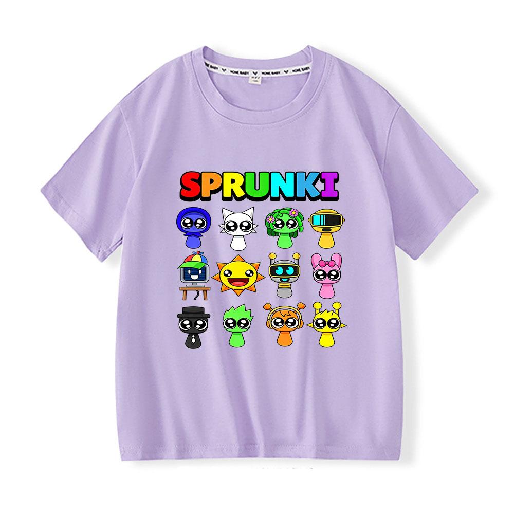 Game Sprunki Children's T-Shirt 100% Cotton Cute Grils Boys Kids Tops Cartoon Print Tees Casual O-Neck Short Sleeve Summer Wear