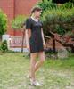 BIBYSEOB U-Neck Tweed Half Dress Black [T32]