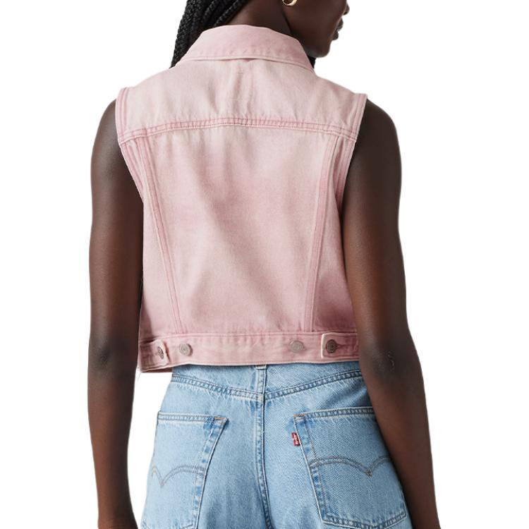 Levis SS25 Casual Slim Fit Short Denim Vest Women Vests Pink A7437-0005