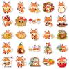 50 Cute Autumn Fox Stickers - Waterproof Cartoon Decorations for Journals & Crafts