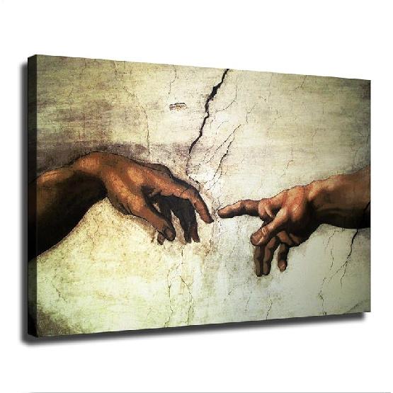 

YjanzP Микеланджело Буонарроти - Рука Бога Постер Настенное искусство Холст Живопись Постеры и Принты Настенные картины для Гостиной Спальни Фон 36L x 24W