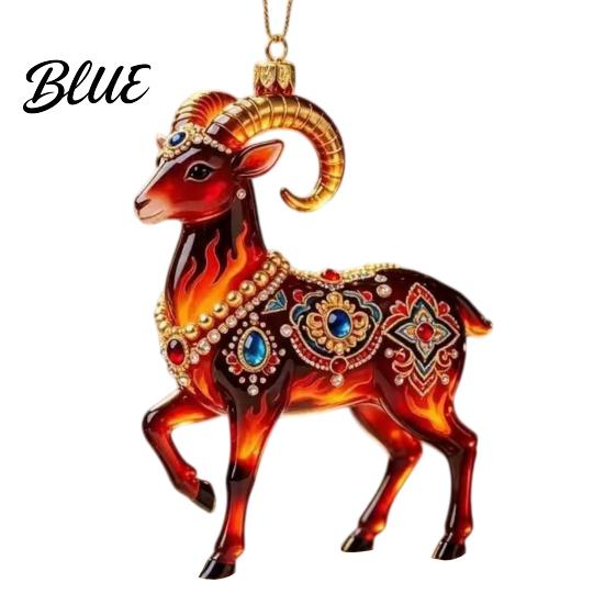 Decorative Hanging Ornaments for Tree 2PCS Christmas Goat Ornaments 2D Acrylic Festive Party Supplies Pendants Lightweight Holiday Home Decor