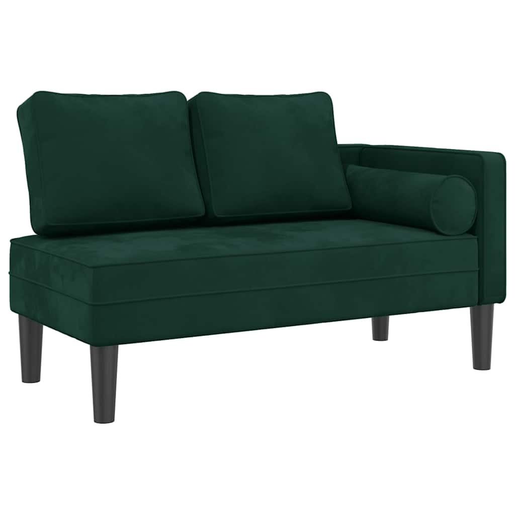 Samt Chaiselongue mit Kissen Dunkelgrün