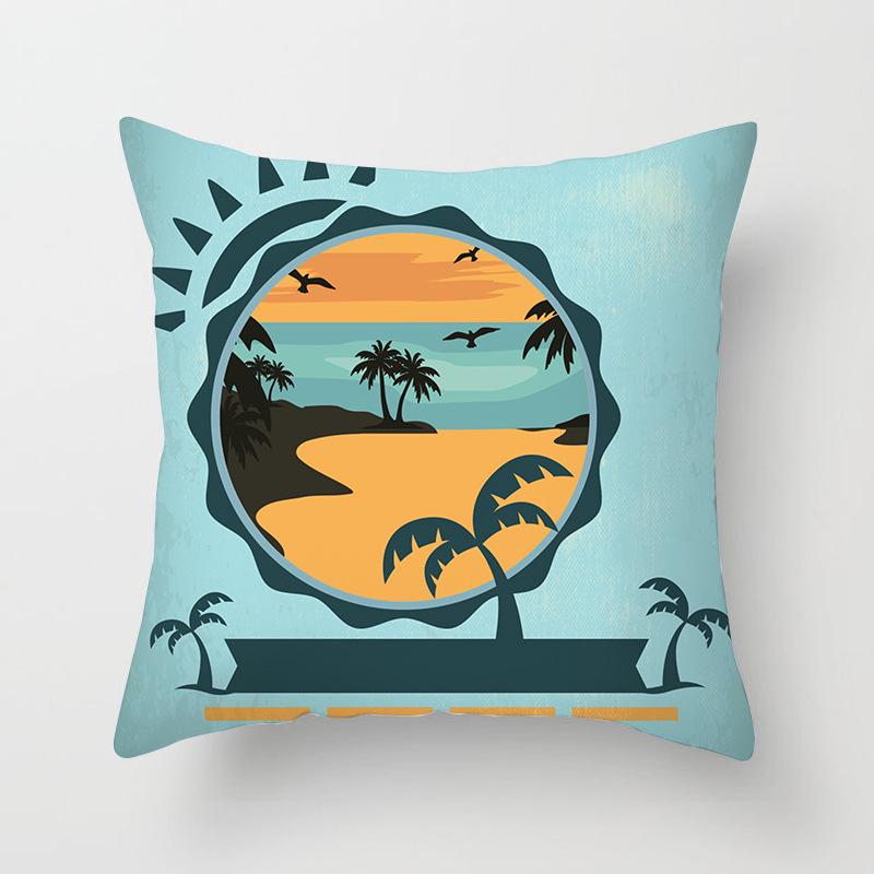Ins Home Supplies Hand-painted Ocean Car Pillow Office Cushion Cover