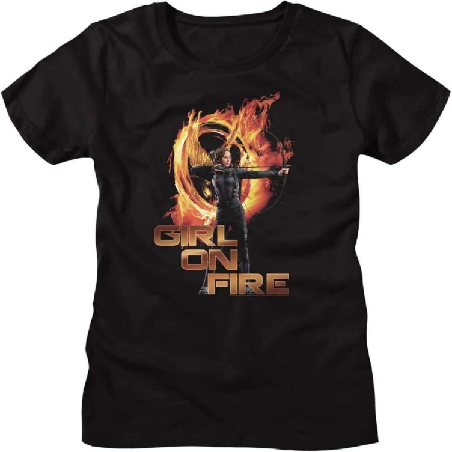 

Футболка Голодные игры Девушка в огне Китнисс Женские футболки с коротким рукавом Футболки с графикой научно-фантастического фильма XXXXXL чёрный