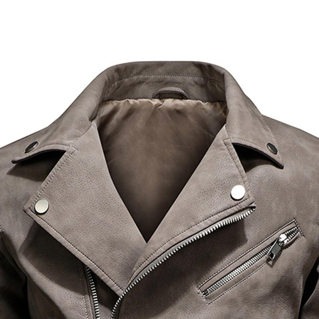 Men's Trendy Motorcycle Multi Zipper Leather Jacket Leather Jacket With Large Lapel Suit Jacket