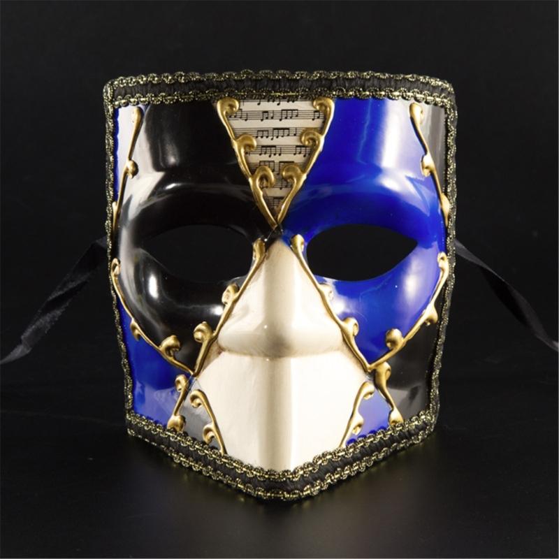 Classical Venetian Mens Masquerade Mask Full Face Lace Trim Phantom Styles Eyemask for Cosplay Costume Parties Accessory