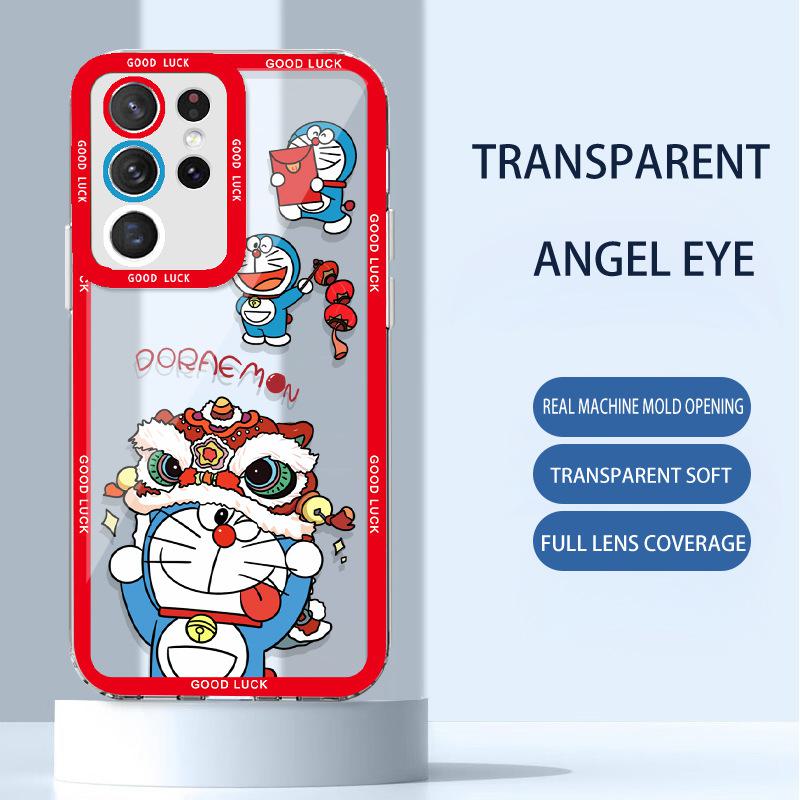 

Красный Lion Dance Samsung S21 объектив всеобъемлющий чехол для S21 Plus, A22 прозрачный чехол Galaxy A32 4G