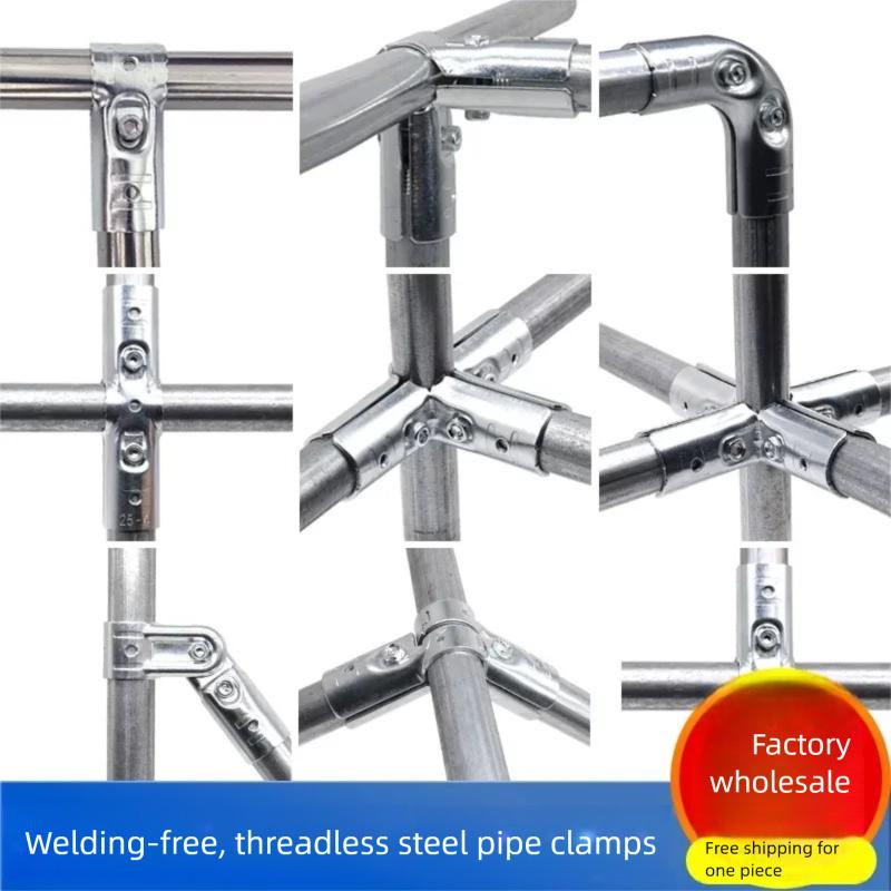 Stainless Steel Pipe Connector 20/25/32mm Iron Pipe Round Cross Buckle for Clothing Cabinet Connector Pipe Joiner