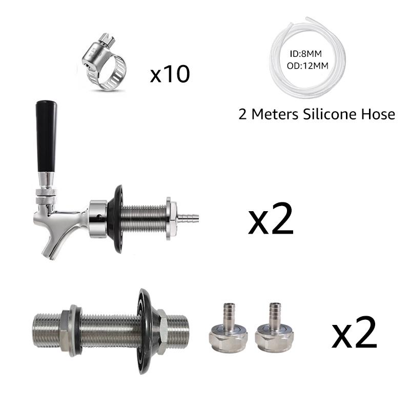 100mm Shank(5/8'' Thread) with Nipple Hose Barb, Complete Assembly for Jockey Box,Beer Tap Dispenser