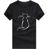 Women Girls Plus Size Cat Print Tees Shirt Short Sleeve Casual Blouse Tops