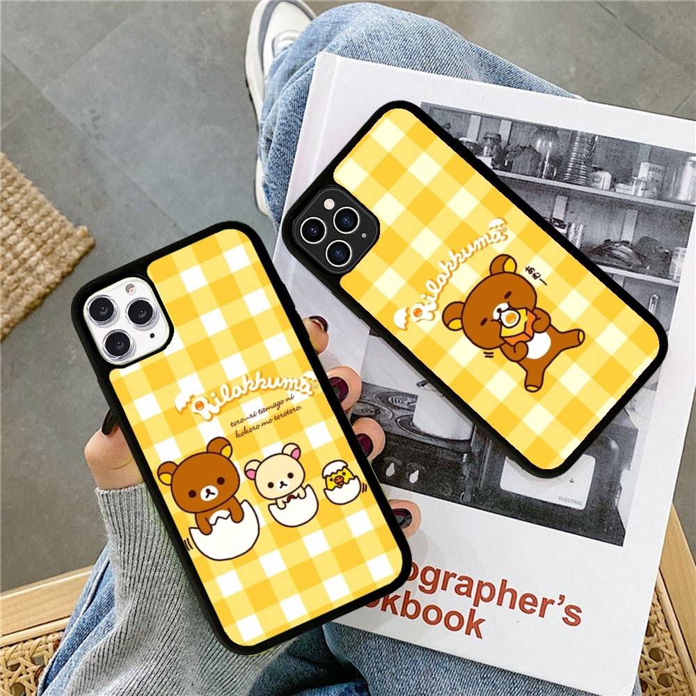 Rilakkuma Relaxed Bear For iPhone 17 16 Pro Max Air 15 14 13 12 Mini Plus 11 Hard PC+TPU Phone Back Cover
