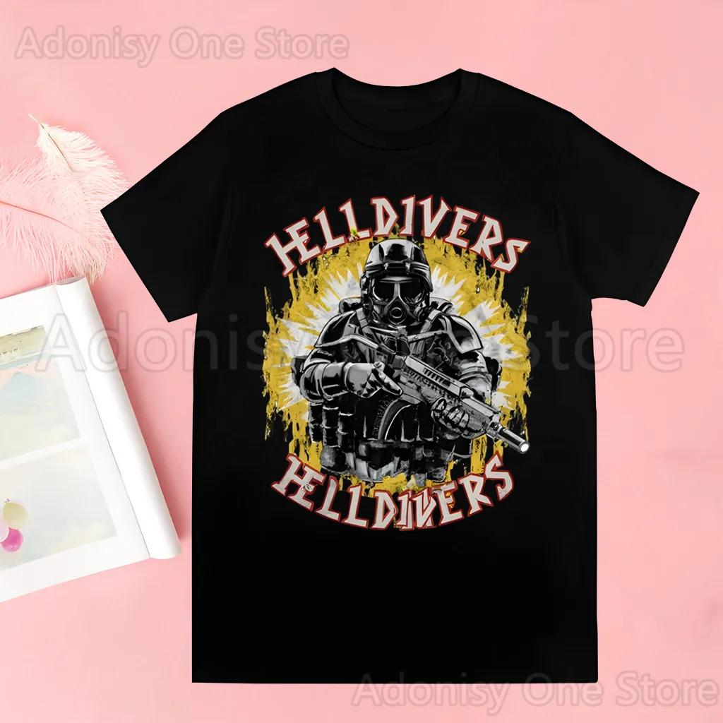 Helldivers Herren Sommer Kurzarm Mode Druck Herren T-Shirts Top T-Shirt Unisex Grafik Herren T-Shirt