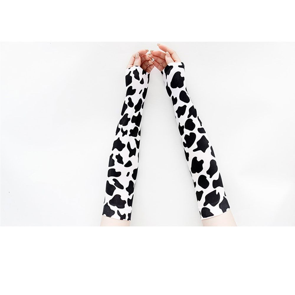 1Pair UV Resistant Sleeve Cover Cow Pattern Ice Sleeves Durable Ice Silk Sleeves  Outdoor