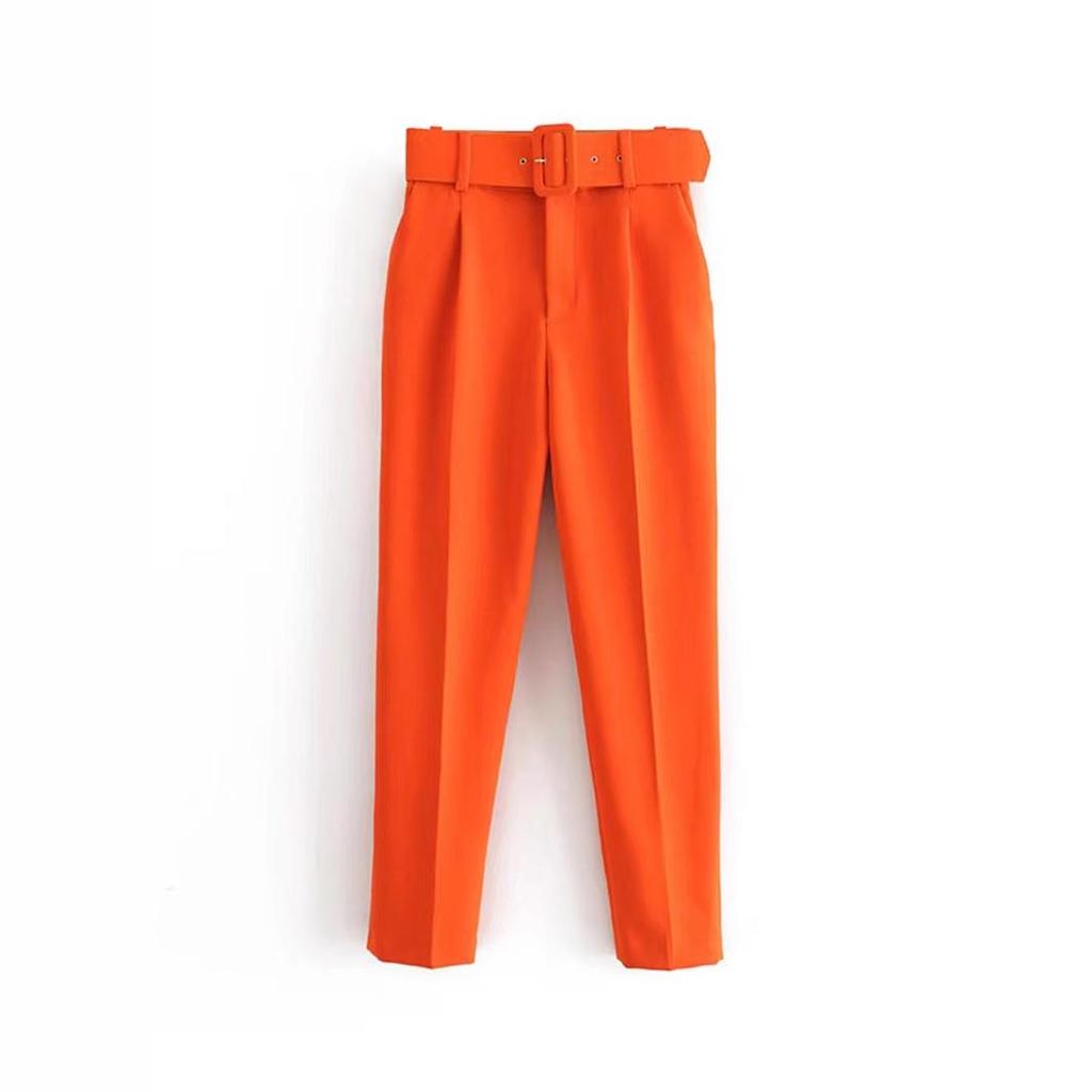 European & American Slim-Fit Straight-Leg Nine-Point Pants with Elastic Waistband