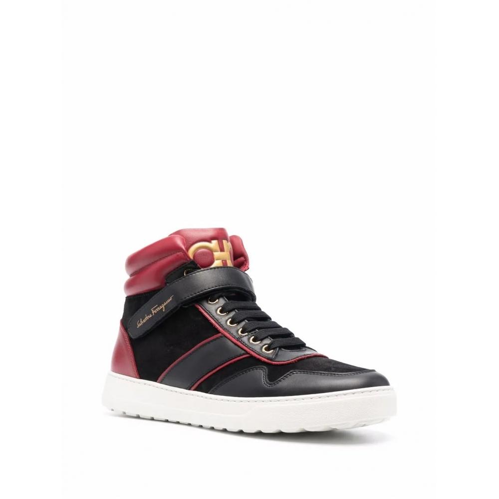 Salvatore Ferragamo Ferragamo Gancini High Top Sneakers Red