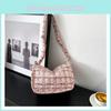 Trendy Grid Cloth Women's Bag 2024 New Korean Style Literary Large Capacity Shoulder Bag Ladies Armpit Bag Street Fashion