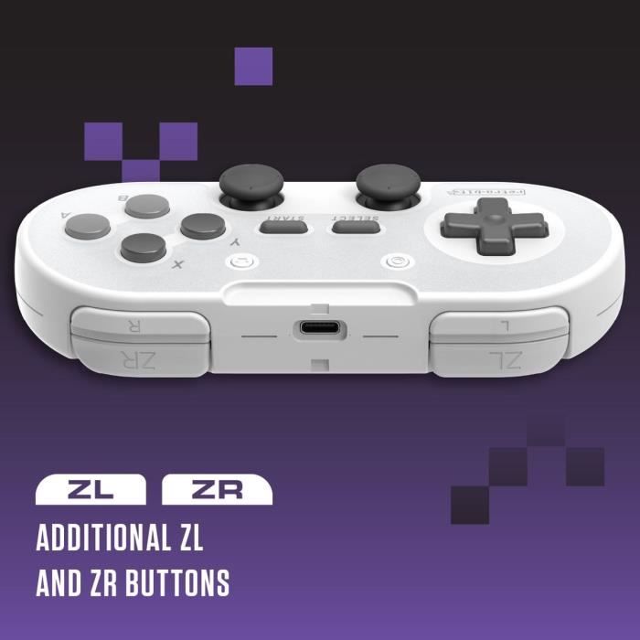 Manette Sans Fil - RetroBit Legacy 16 Grise - Switch, PC, Steam, Raspberry Pi, SNES, Android