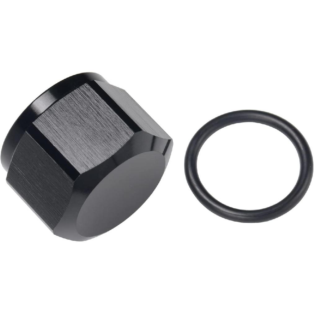 6AN Female Flare Cap Port Plug Block Off Fitting Adapter with Internal O-ring Aluminum Black