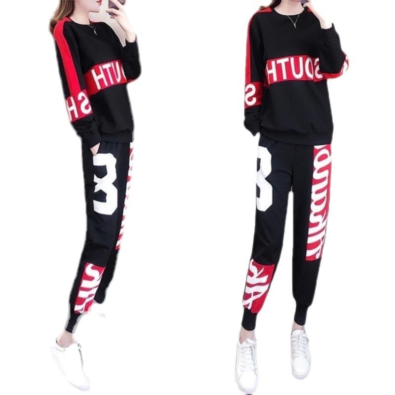 

Sportswear Women s Loose-fitting Fashionable Korean-style Dance Sweatshirt Elegant and Casual Two-piece Set XXL чорний