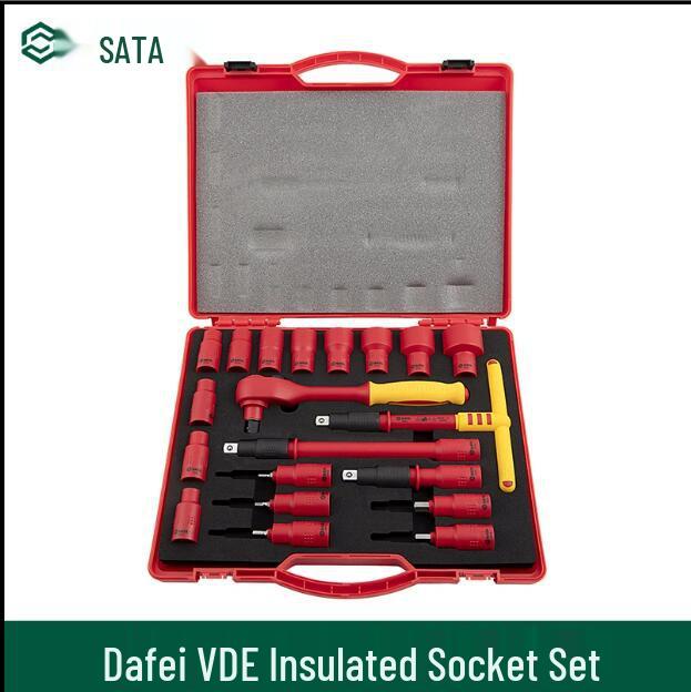 SATA 10/12.5MM VDE Insulated Socket Set for Electricians - Repair Tools #09267 #09268 16 pieces