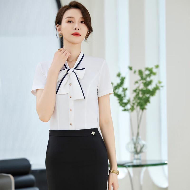 Women's V-Neck Short-Sleeve Chiffon Professional Blouse