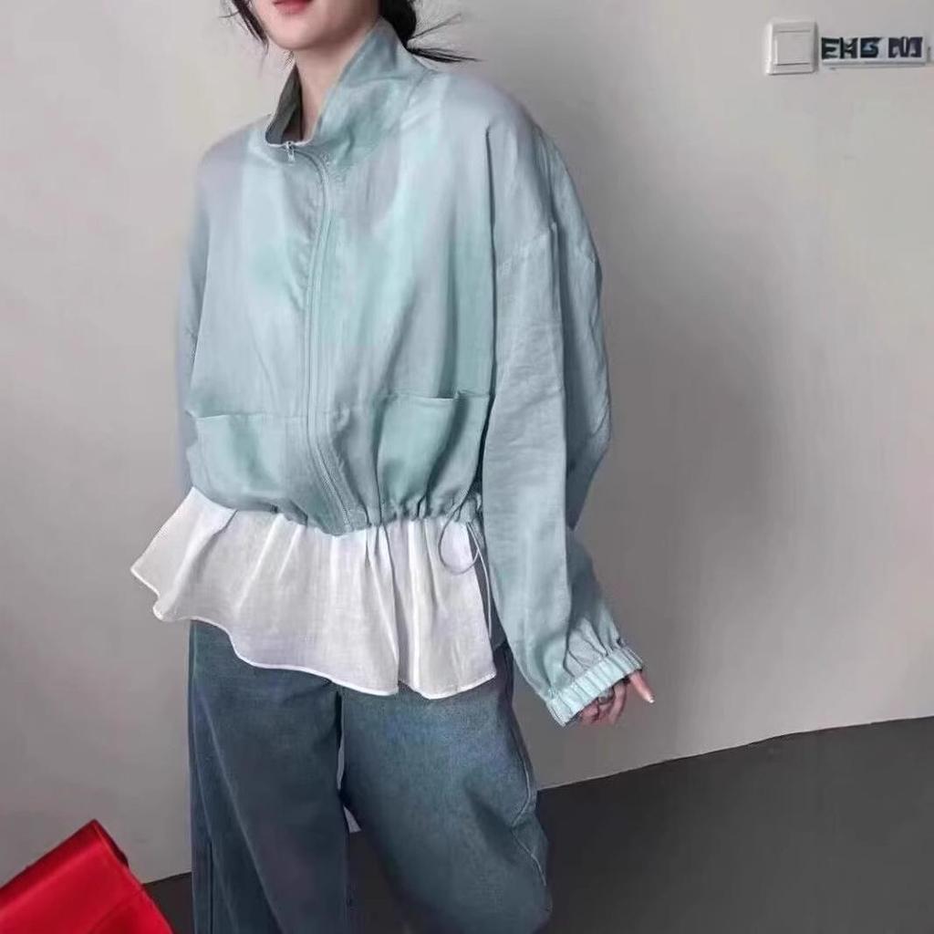 Women's Korean-Style Stand-Up Collar Zip Ramie Jacket - Spring/Summer 2025, Simple Versatile Casual Slimming Top