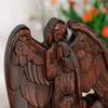 Wooden Holy Family with Guardian Angel Statue Ornament Catholic Religious Statue Home Decor