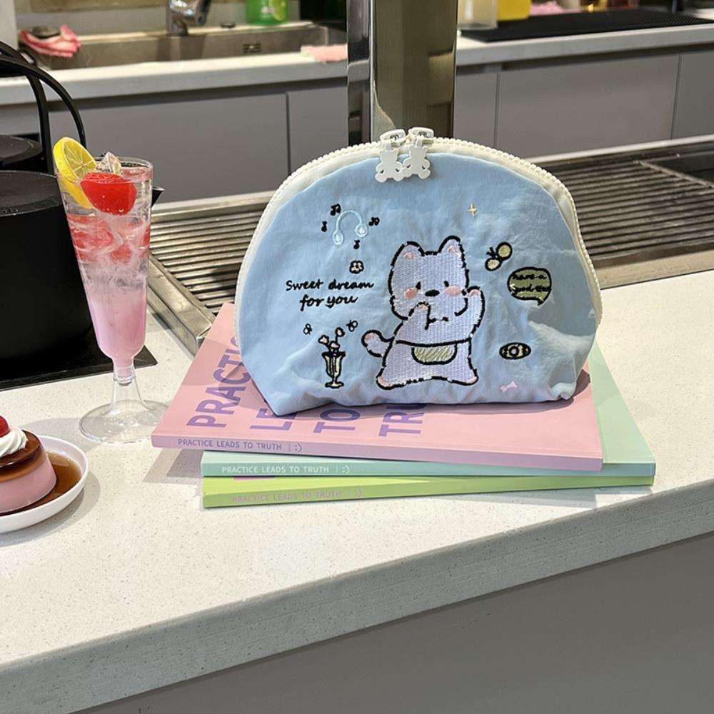 Portable Embroidery Cosmetic Bag Cloth Skincare Storage Bag Makeup Pocket Nylon Makeup Bag  Girls