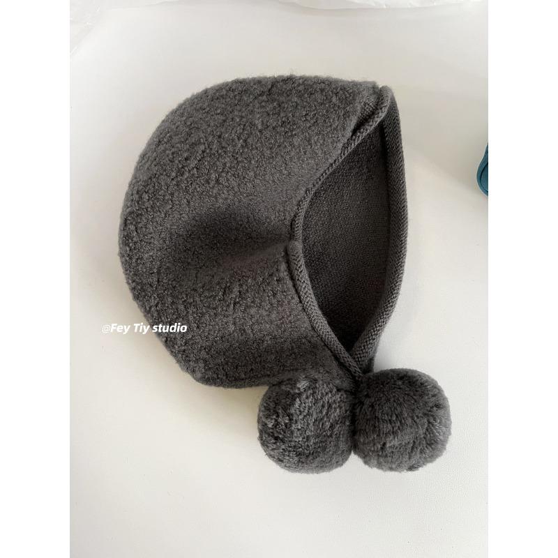 

Korean 100% merino wool stacking hat, women s autumn and winter high-end ear protection hat, small face warm knitted cold hat