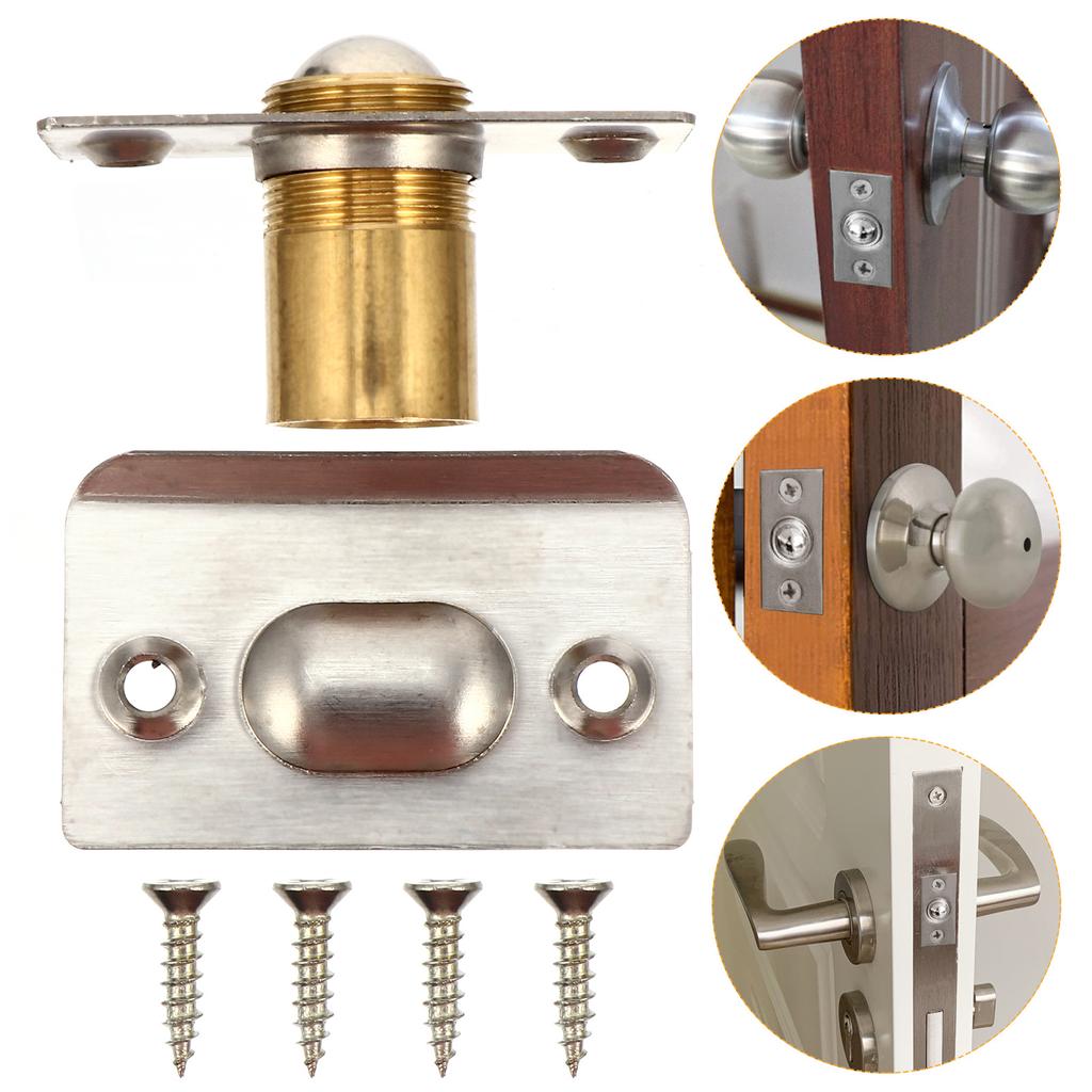 2Pcs Furniture Ball Latch Door Spring Catch Hardened Metal Secure Closure for Closet Cabinet Door Silver Finish