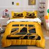 Classic Yellow Sports Car Racing Car Pattern Duvet Cover Set Digital Print Colorful Polyester Bedding with Zipper Closur Gifts