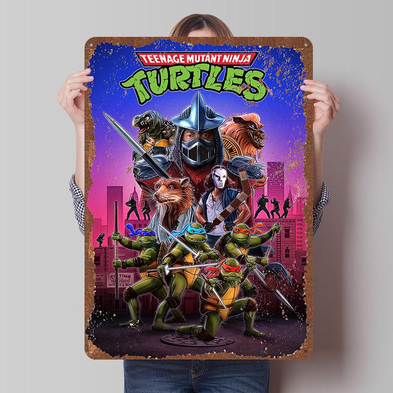 TMNT Tinplate Posters Customizable Wall Art Retro Vintage Metal Tin Signs for Bedroom Decoration Gaming Home Decor Accessories