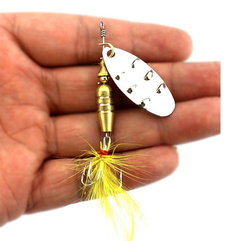 5Pc HENGJIA 0.26oz/2.6'' Fishing Spinner Spoon Metal Lure Pike Bass Trout Bait Fishing Tackle Hook