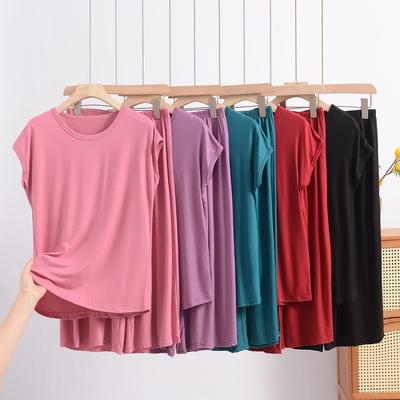 Modal Pajamas for Women In Summer, Loose-fitting Large-sized Casual Short-sleeved Two-piece Set, Can Be Worn Over Home Wear