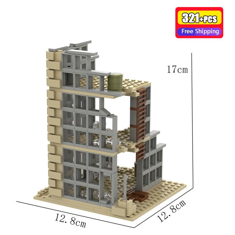 Linyi Toy Unisex High-Quality Building High-Quality Blocks Army Style High-Quality Base High-Quality Ruined High-Quality House High-Quality Moc High-Quality